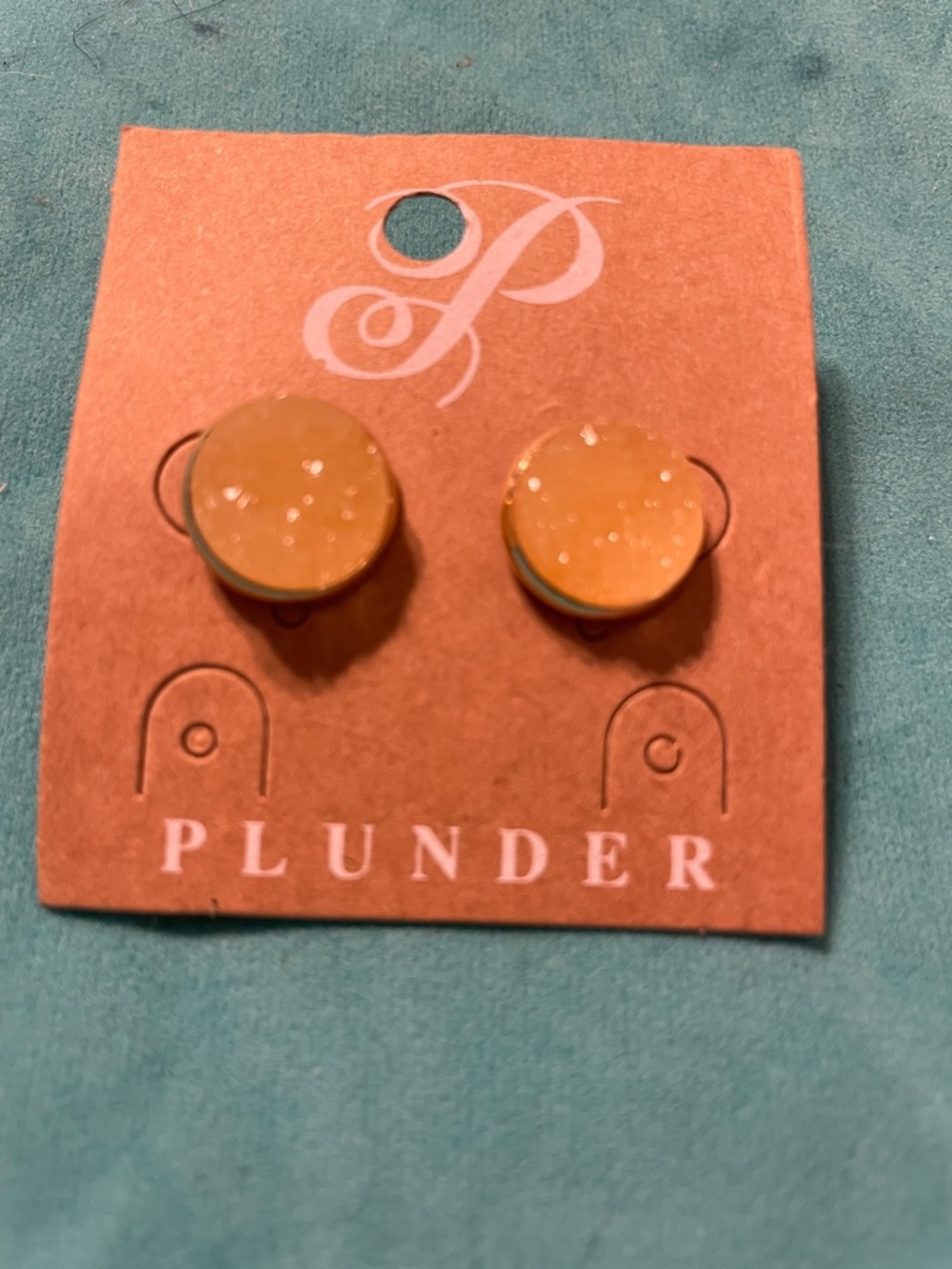Plunder Round Druzy Stud Earrings in Mustard